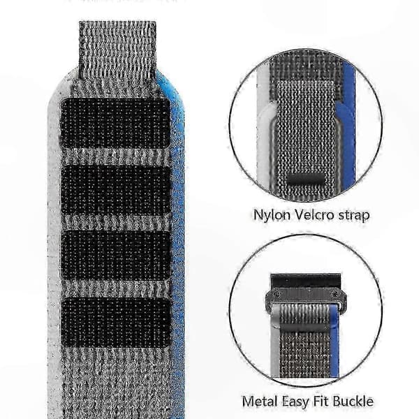 26 mm nylon urrem til Tactix 7 Pro/Fenix 7X/6X Pro udendørs sportserstatningsrem Grey