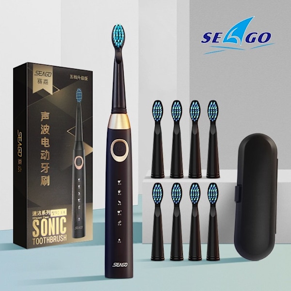 Seago Sonic Elektrisk Tandbørste med 8 Børstehoveder