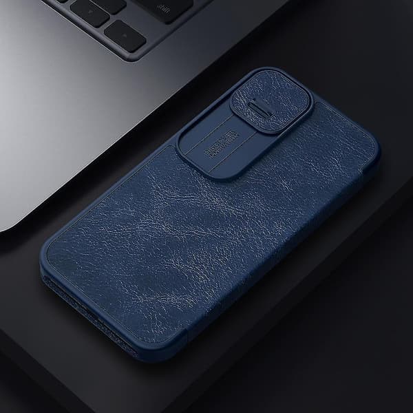Nillkin Qin Series Pro læderetui til iPhone 13 Pro Max Blå