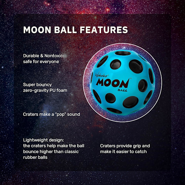 Original Moon Ball - Super Bounce Ball - Ekstrem sprett og moro for alle aldre - Perfekt for aktiv og utendørs lek NASA