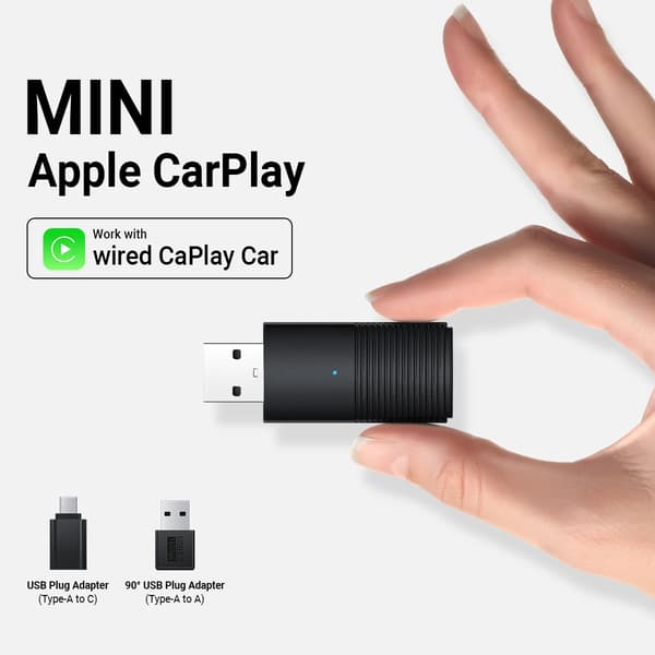 Mini Apple CarPlay Trådløs Adapter Bilspill Dongle Bluetooth WiFi Rask Tilkobling Plug and Play