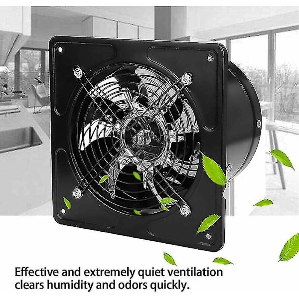 6\" Ventilator Vifte Borhull Diameter 150mm Ventilator 40w Veggmontert Avtrekksvifte For Kjøkken Bad (Svart)