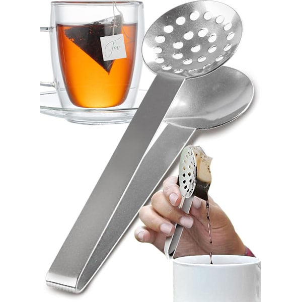 Tea bag tongs | Stainless steel solids and sieve parts tool extraction + No more burnt fingers on hot tea bag