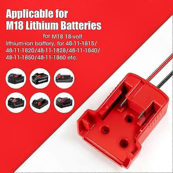 Milwaukee 18V Batteri Startkabler, 12AWG Auto Booster Kabel, Strøm Startadapter Red & Black