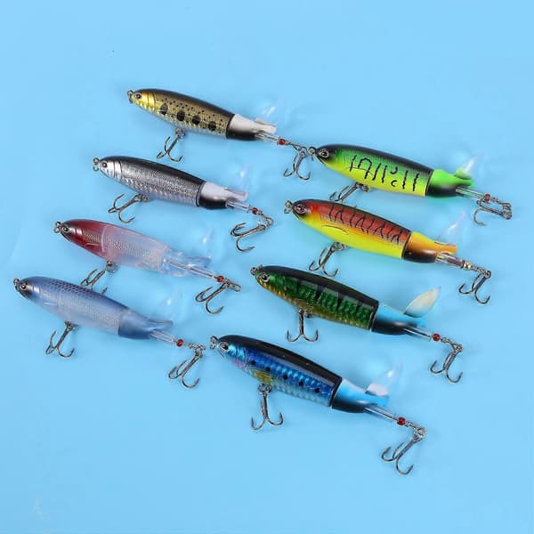 8pcs Whopper Plopper 11cm 15g Floating Wave Crawling Fishing Lure Artificial Hard Bait Swinging Spinner