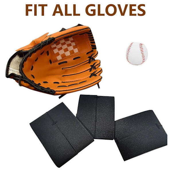Baseball Softball Hanske Stropp Tykk Høy Elastisk Baseball Hanske Wrap Bånd for Rask Lommeformasjon Justerbar Varm Hanske Behandling for Damp eller Varme Black