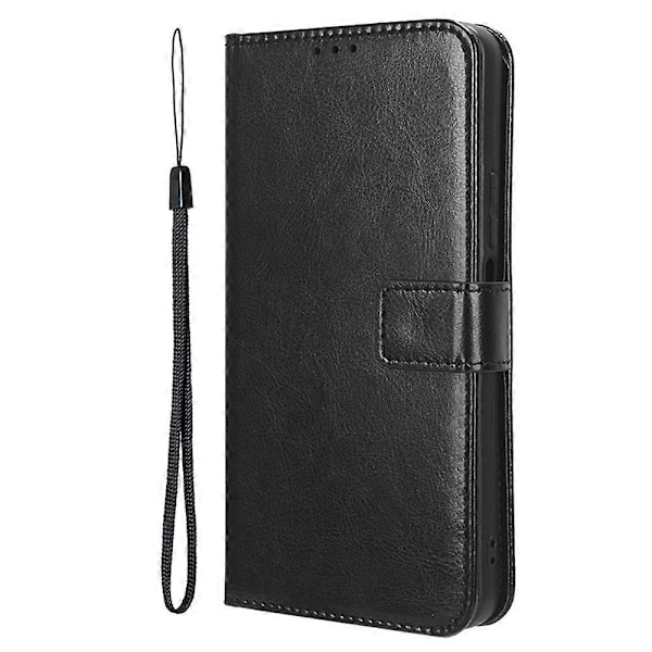 For Honor 200 Smart 5G/ Play 60 Plus 5G Støtte Etui Læder Wallet Telefon Cover Crazy Horse Tekstur (FMY) Black