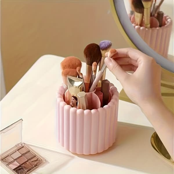 Kosmetik børste organizer, 360° rotation, poleret plastik, ingen installation Vit