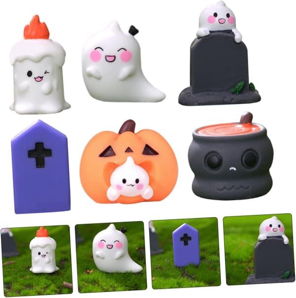 1 sæt Halloween-ornamenter Miniature træbro til lille hus