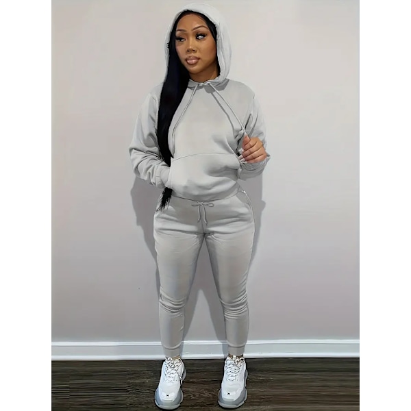 Women's Casual Corduroy Two Piece Set Hoodie With Pockets & Loose Long Sweatpants