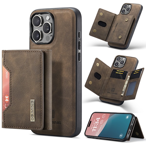 Påskesalg! Magnetisk iPhone-deksel av høy kvalitet med kortlomme, magnetisk delt mobiltelefondeksel Kombinasjon-Brun Kombinasjon-Brun Combination-Brown IP13