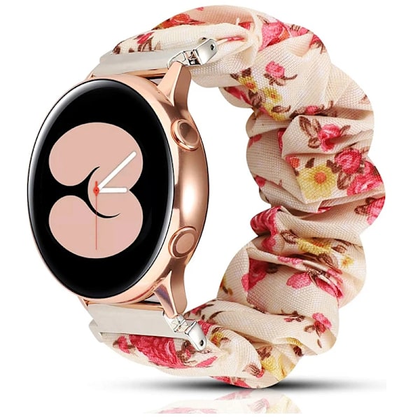 Elastisk nylon för Samsung Galaxy Watch 4 40mm 44mm Armband Scrunchies Armband för Samsung Galaxy Watch4 Classic 42/46mm Rosa Blomma galaxy watch4
