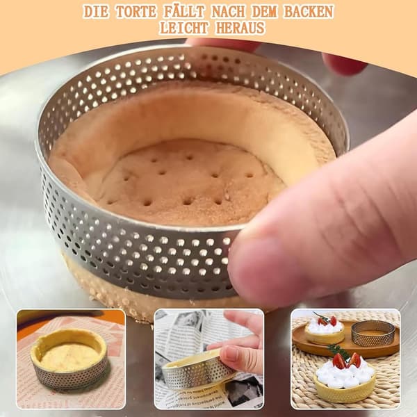 Kakeform - 6 stk - Ø 8 cm*2 cm*0.8 mm - Rustfritt stål - Kakeform - Kakeform - Mousse kakeform - For baking av muffins, kaker, kjeks