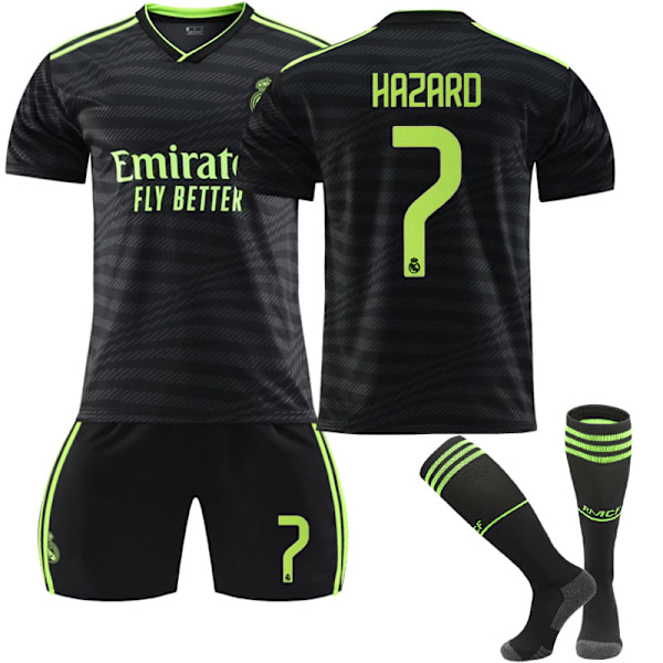 22-23 Ny Real Madrid Bortalagströja Kit Träning T-shirt Dräkt HAZARD 7 HAZARD 7 Kids 16(90-100CM)