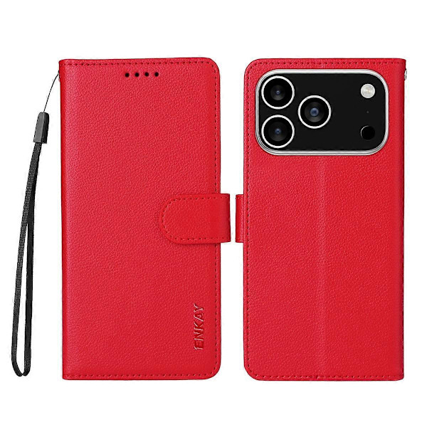 RFID-blokerende læderetui til iPhone 17 Pro Red