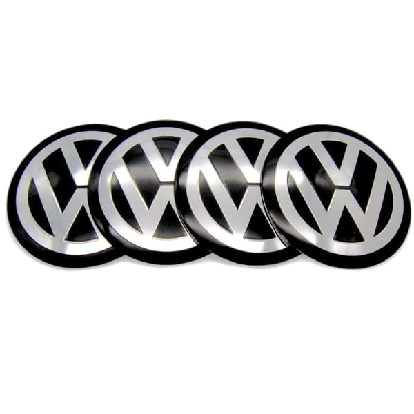 4-pakning - Volkswagen VW Senterkopper / Nav Emblem - Bil Sølv Silver 56 mm