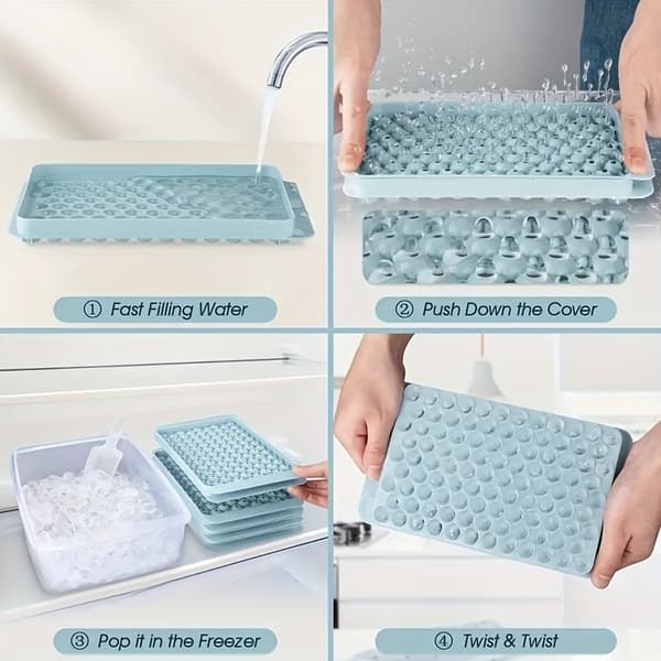 Mini isterningebakke med 104 huller, rund isboldform Blue