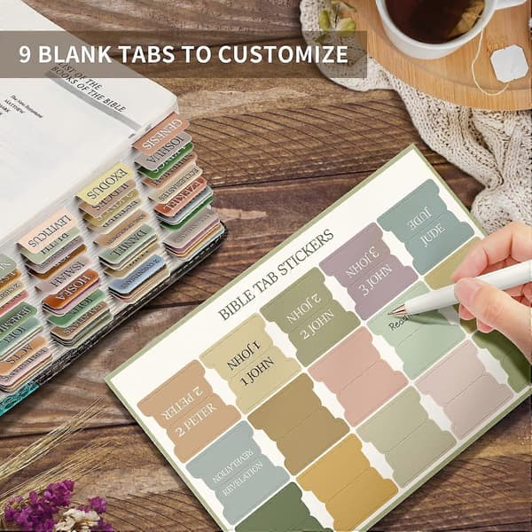Bibelfaner, laminerede bibelfaner til studiebibel, store neutrale bibelfaner til nem navigation, boho-tema, bibelindeksfaner 1Set - 75Pcs