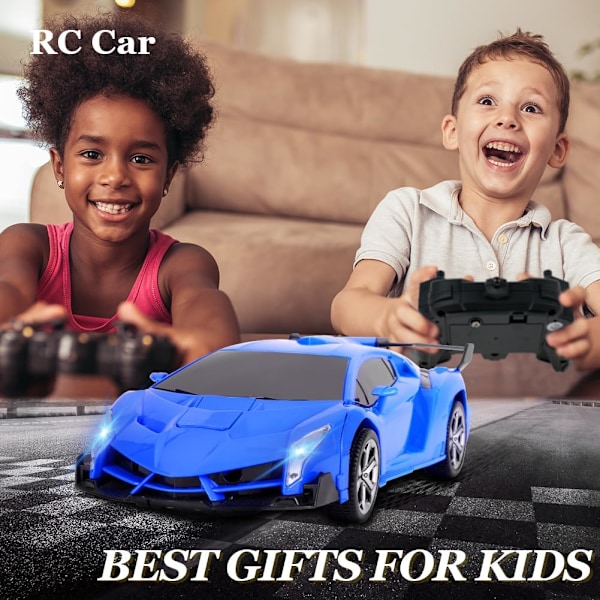 Kauko-ohjattava auto, 1:18 Muuntautuva lelu kauko-ohjattava muuntautuva auto, 2-in-1 Muuntuva robottilelu 2,4 GHz:n kauko-ohjaimella Blå - Lamborghini