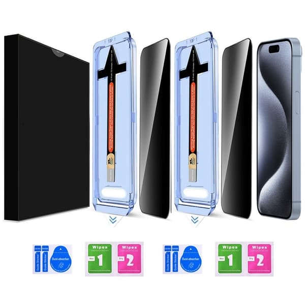 iPhone 15 Pro 2-PACK Skärmskydd Härdat Glas Sekretess 159
