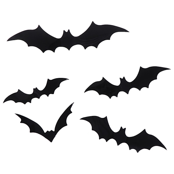 12 stk/sæt 3D Sort PVC Flagermus DIY Dekoration Vægdækning Halloween Par