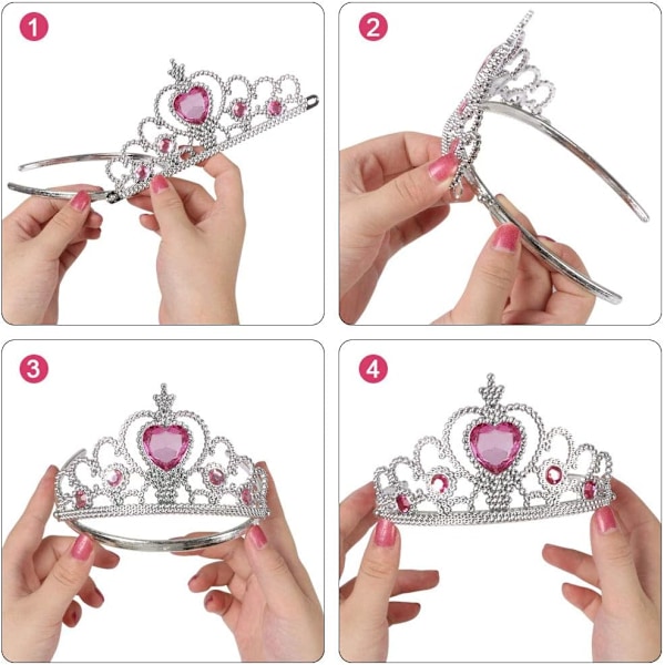 Prinsesse Elsa Kostume Tilbehørsæt til Børn, Inkluderer Fletning, Tiara, Handsker og Tryllestav 9pcs - pink (braids)