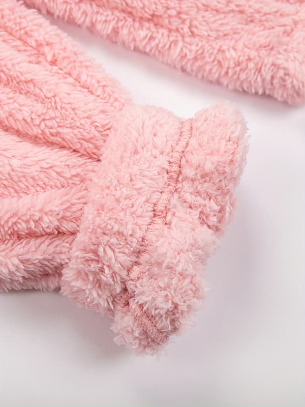 Fuzzy Hætte Pyjamas Jumpsuit, Lange Ærmer Lynlås, komfortabel language S