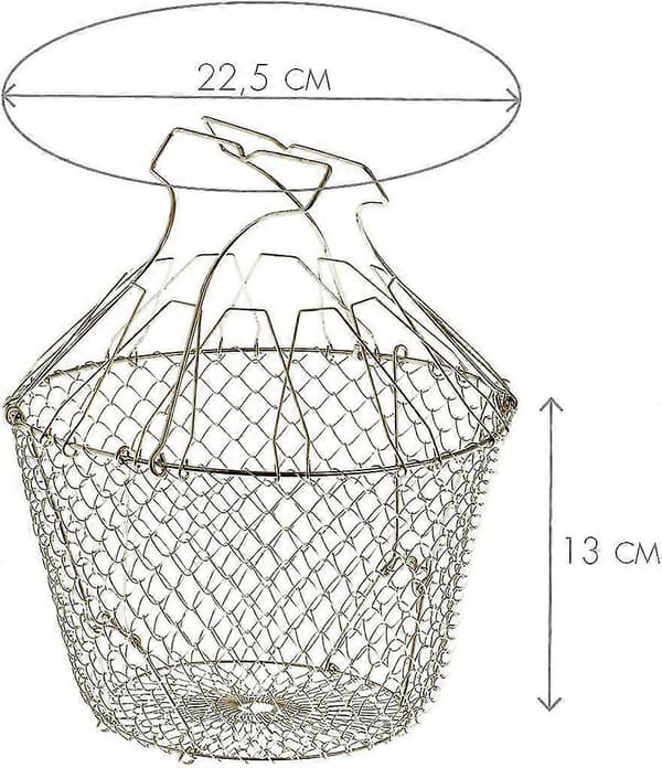 Sammenklappelig salatslynge i rustfrit stål - Nem opbevaring - Skånsom centrifugering - 22,5 cm
