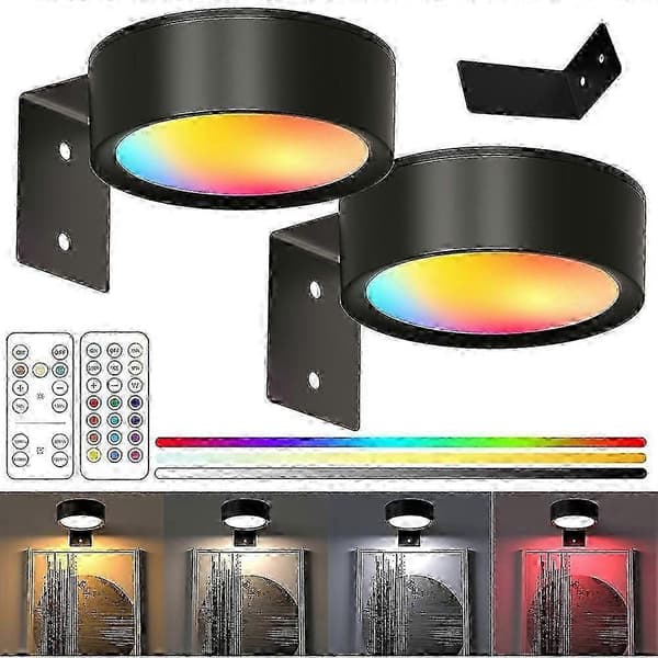 Bildebelysning LED Kunstutstillingslys Batteridrevet Dimbar Maleri Spotlight 13 Lysmoduser kompatibel Malerier Gull