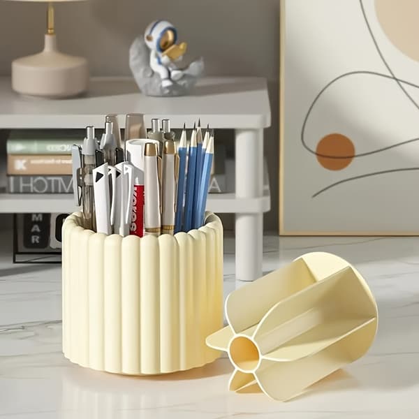 Kosmetik børste organizer, 360° rotation, poleret plastik, ingen installation Vit