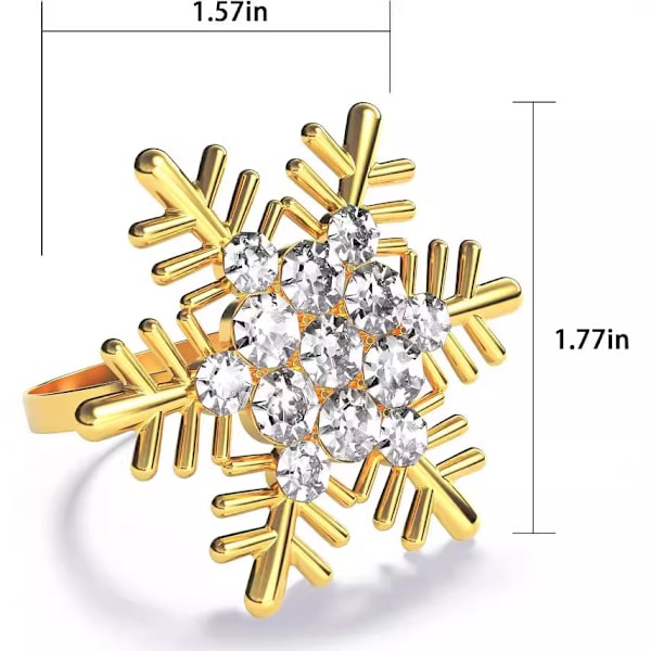 Gyllene snöflinga servettringar för bordsdekoration, lämpliga för jul, tacksägelse och festdekorationer gold