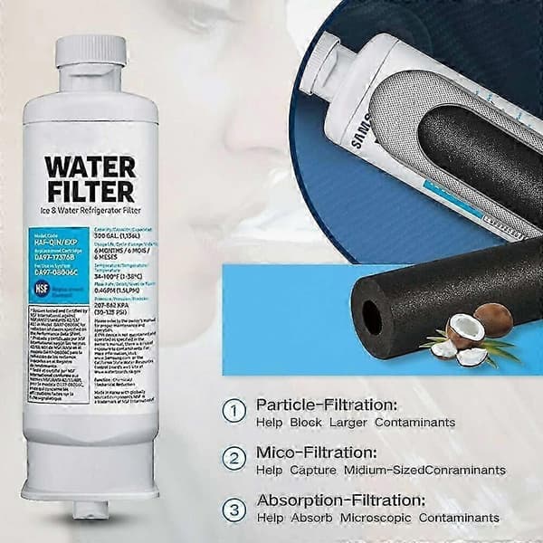 Vandfilter til Samsung DA97-17376B DA97-08006C HAF-QIN køleskabsvandfilter, 2-pak