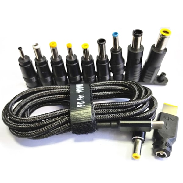 100W Typ-C till Rund Port Laptop Adapter Kontakt DC Strömförsörjning Adapter Laptop PD Snabbladdning Laddningsadapter