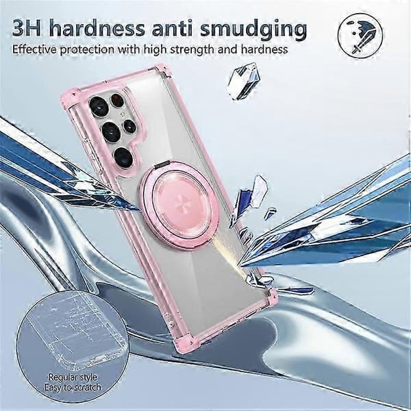 Galaxy S22 Ultra 5G-deksel med magnetisk støtte, roterbart PC+TPU-telefondeksel Transparent
