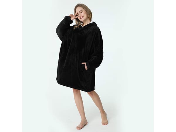 Oversized hettegenser med hette - Filt Svart black