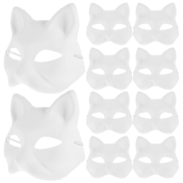 20 stk. blanke papirkatte masker, blanke masker til DIY håndmalede katte masker