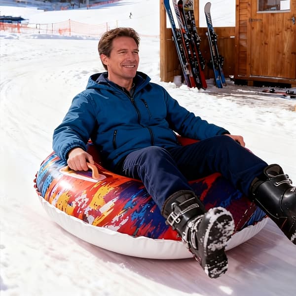 Tykt PVC Oppusteligt Snowboard, Cirkulær Kælk med Håndtag language