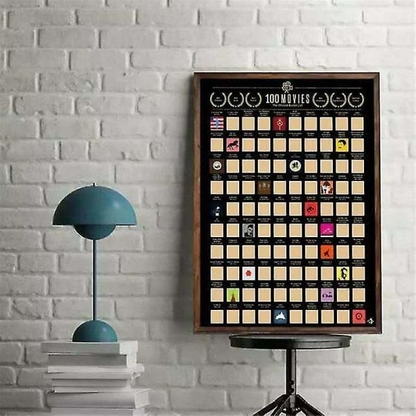100 Filmer Skrapeloddplakat, Bucket List Filmplakat, Toppfilmer Skrapeloddplakat
