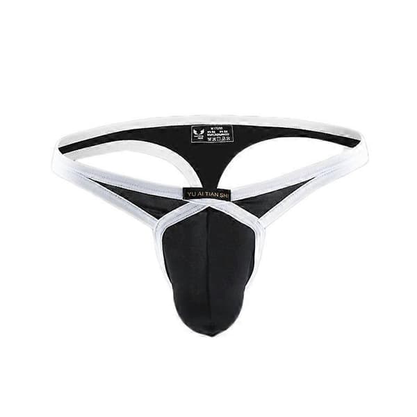 Miesten T-Back stringit seksikkäät matala vyötärö G-string alushousut pullistuspussilla black S