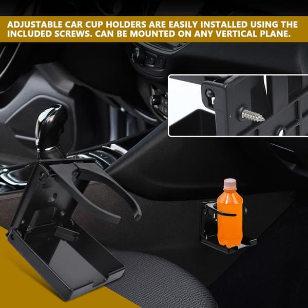 Adjustable Wall Mounted Drink Holder - Foldable Cup/Bottle Holder with Screws | Fits Most Sizes for RV, Truck, Boat (2-Pack)