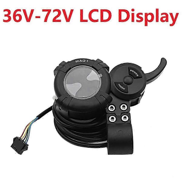 Til DAMAO MA01 El-løbehjul LCD Display Dashboard Måler 36V-72V Knokkel Gaspedal Afbryder Elektrisk Black