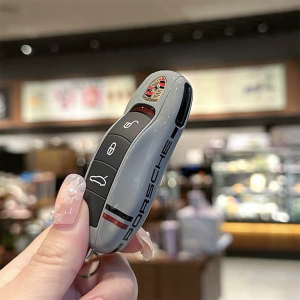 Fits Porsche Key Case, including new Cayenne, 718, Macan, Panamera, Taycan, and 911. Key case with insert function. White