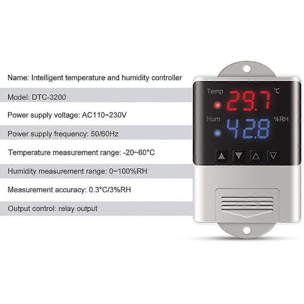 Professionel Termometer Hygrometer 20~60c/0~100%rh Temperatur & Fugtighed