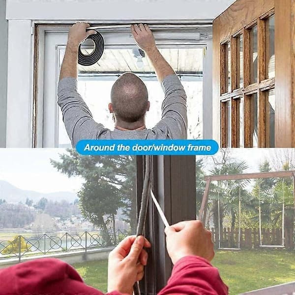 Skyvedør børstetetning, 9 mm (B) x 23 mm (D) x 6M (L) Vindustetning for dørisolasjon, isolerende skodde (grå)
