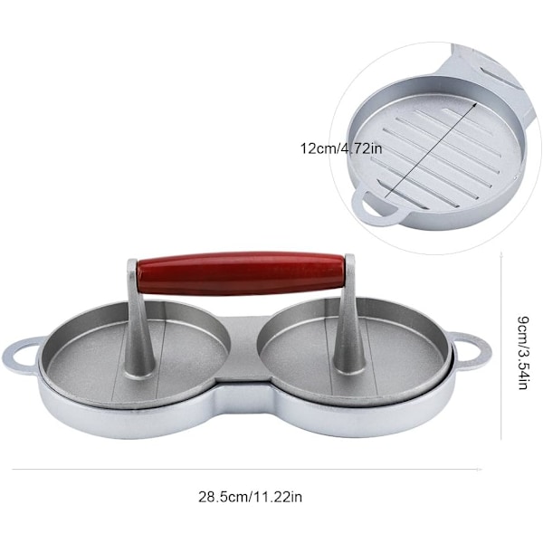 Dobbelt hamburgerpresse hamburgermaskine, aluminiumlegering køkken