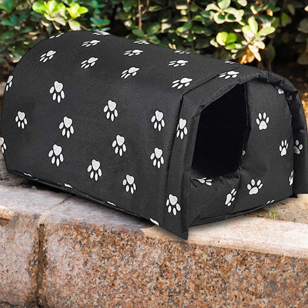 Vattentät och varm utomhuskatthus, tvättbar väderbeständig husdjurskoja för spridda husdjur, svart Black XL