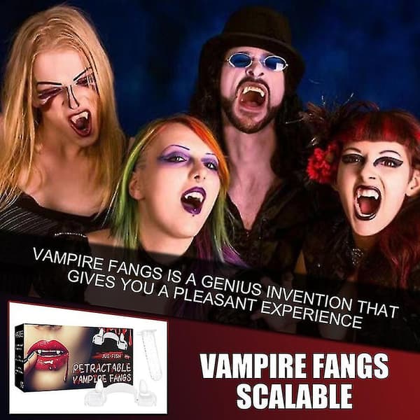 Infällbara Halloween Vampyrtänder, Skrämmande Läskiga Falska Vampyrtänder