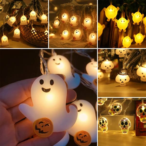 1,5 m 10 LED Halloween Græskar Kranie LED Lyskæde Style 2