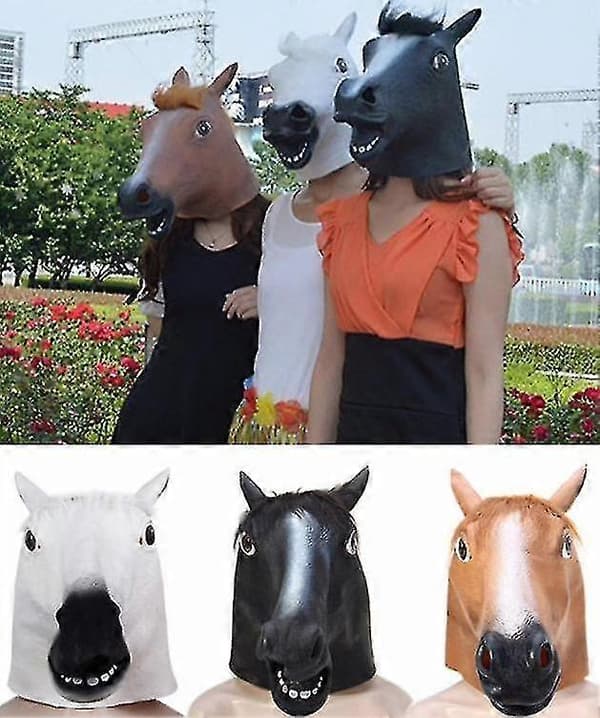 Hestehode Maske Dansefest Søt Dyrehodeplagg CJY Black Horse