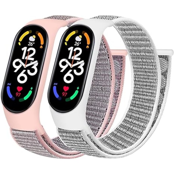 Rem 2-pak Nylon Sport Solo Loop Rem til Xiaomi Band 7/6/5/Amazfit Band 5